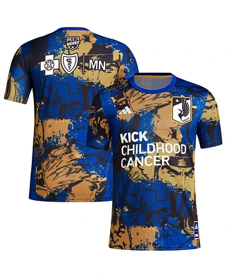 Men's adidas Royal Minnesota United Fc 2023 Mls Works Kick Childhood Cancer x Marvel Pre-Match Top