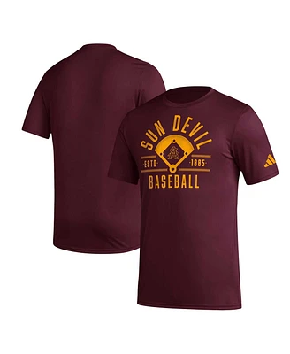 Men's adidas Maroon Distressed Arizona State Sun Devils Exit Velocity Baseball Pregame Aeroready T-shirt