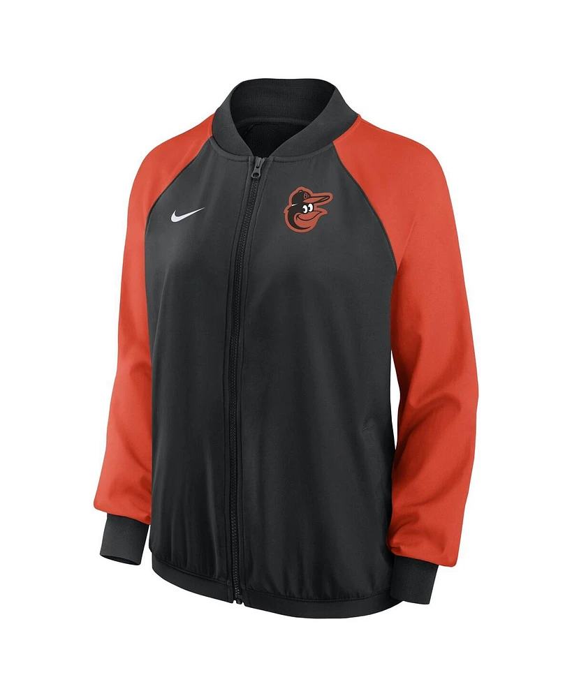 Women's Nike Black Baltimore Orioles Authentic Collection Team Raglan Performance Full-Zip Jacket