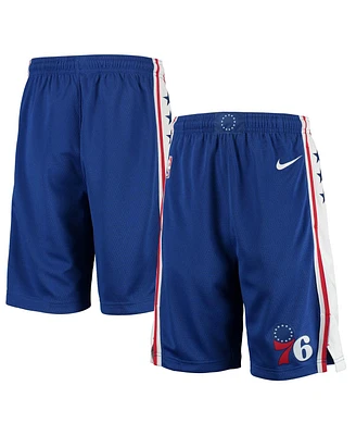 Big Boys and Girls Nike Royal Philadelphia 76ers 2020/21 Swingman Shorts - Icon Edition