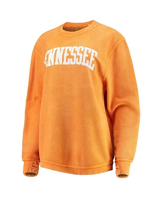 Women's Pressbox Tennessee Orange Distressed Tennessee Volunteers Comfy Cord Vintage-Like Wash Basic Arch Pullover Sweatshirt