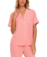 Flora by Flora Nikrooz Women's Annie Notch Top and Capri Pajama 2 Piece Set