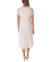 Maison Tara Women's Lace-Bodice Pleated Dress
