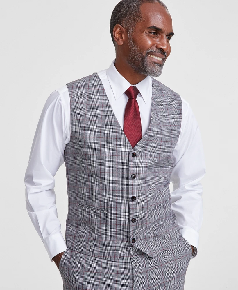 Tayion Collection Men's Classic-Fit Plaid Suit Vest