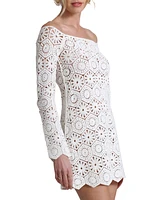 Avec Les Filles Women's Crocheted Off-The-Shoulder Mini Dress