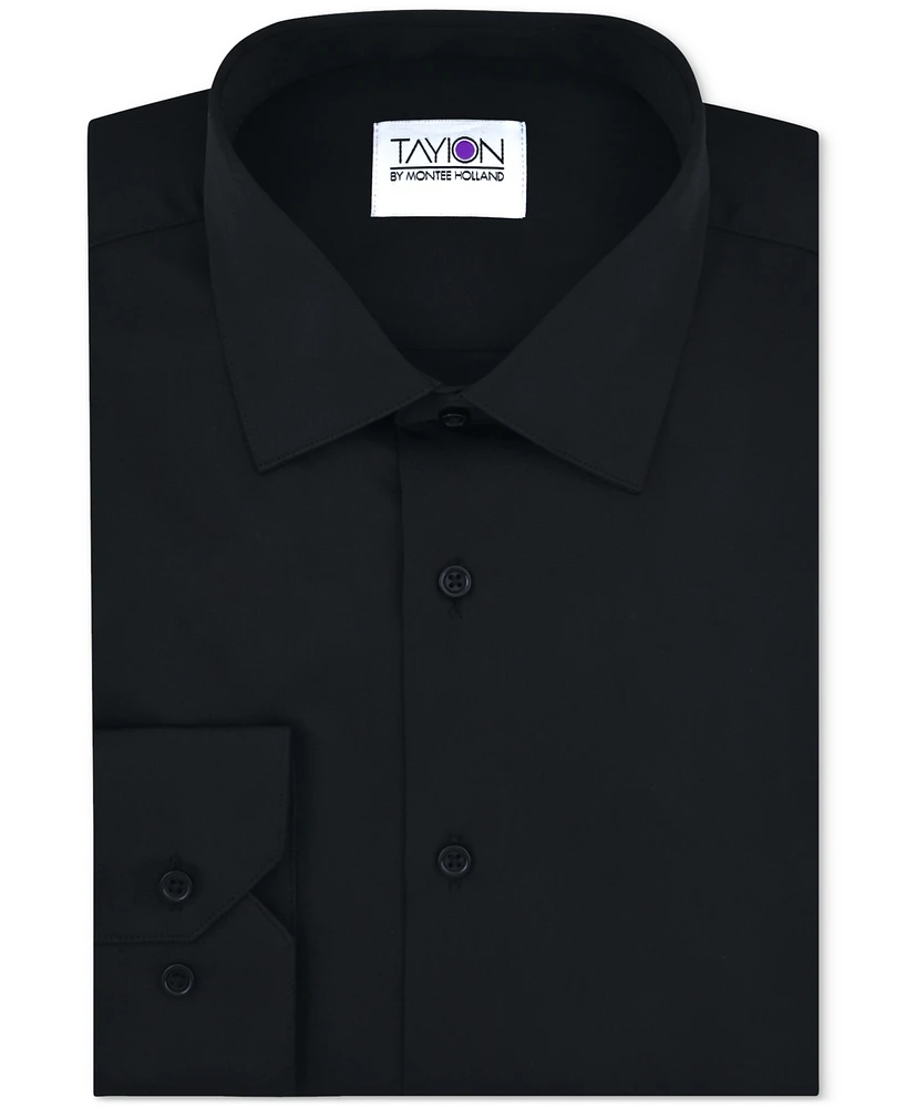 Tayion Collection Men's Sateen Solid Dress Shirt