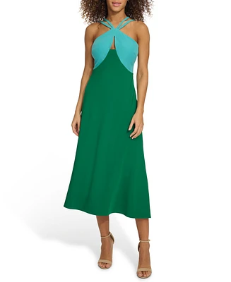 Siena Women's Strappy Colorblocked A-Line Midi Dress