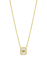 Adornia 14K Gold-Plated 0.925 Vermeil Evil Eye Tablet Moonstone Necklace