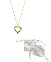 Adornia 14K Gold-Plated Crystal Baguette Heart Pendant Necklace