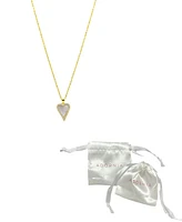 Adornia 14K Gold-Plated White Mother-of-Pearl Crystal Halo Heart Necklace