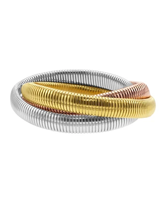 Adornia Tarnish Resistant 14K Gold-Plated 3-Layer Tri-Color Omega Chain Bracelet