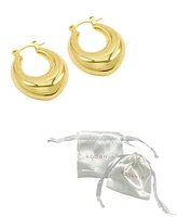 Adornia 14K Gold-Plated Domed Oval Hoop Earrings