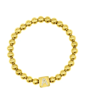 Adornia 14K Gold-Plated Initial Cube Stretch Bracelet - Gold