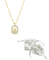 Adornia 14K Gold-Plated White Mother-of-Pearl Initial Tablet Necklace