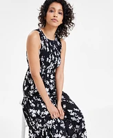 Anne Klein Women's Printed Smocked Tiered Maxi Dress