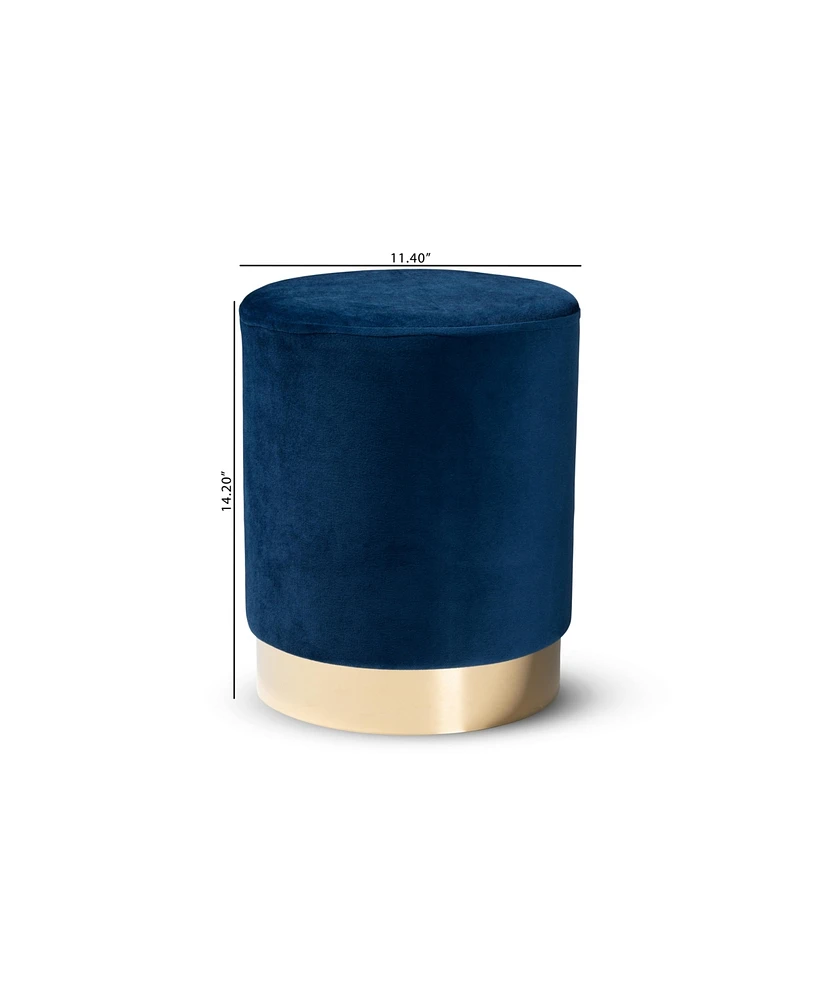Baxton Studio Chaela Contemporary Glam and Luxe Velvet Fabric Upholstered and Finished Metal Ottoman