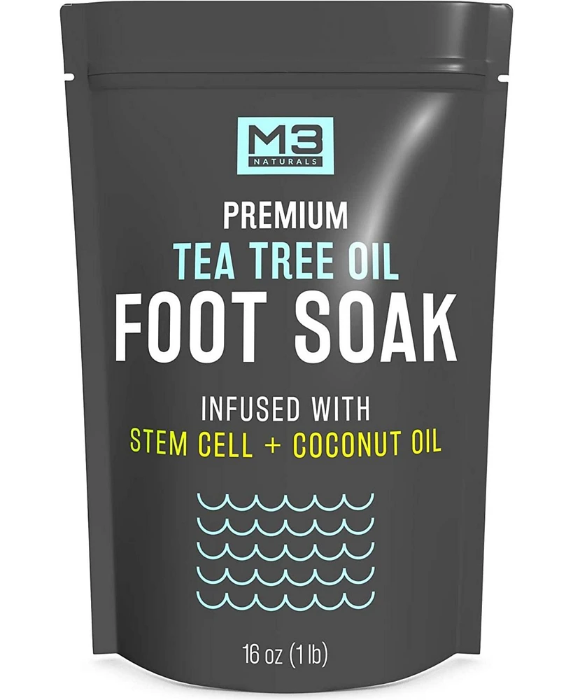 M3 Naturals Tea Tree Oil Epsom Salt Pedicure Foot Soak with Coconut Oil & Stem Cell