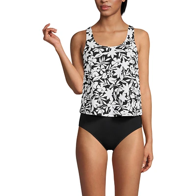 Lands' End Women's Chlorine Resistant One Piece Scoop Neck Fauxkini Swimsuit