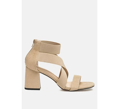 London Rag Benicia Elastic Strappy Block Heel Sandals