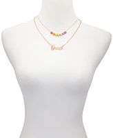 Guess Gold-Tone Rainbow Logo Two-Row Necklace, 20" + 2" extender