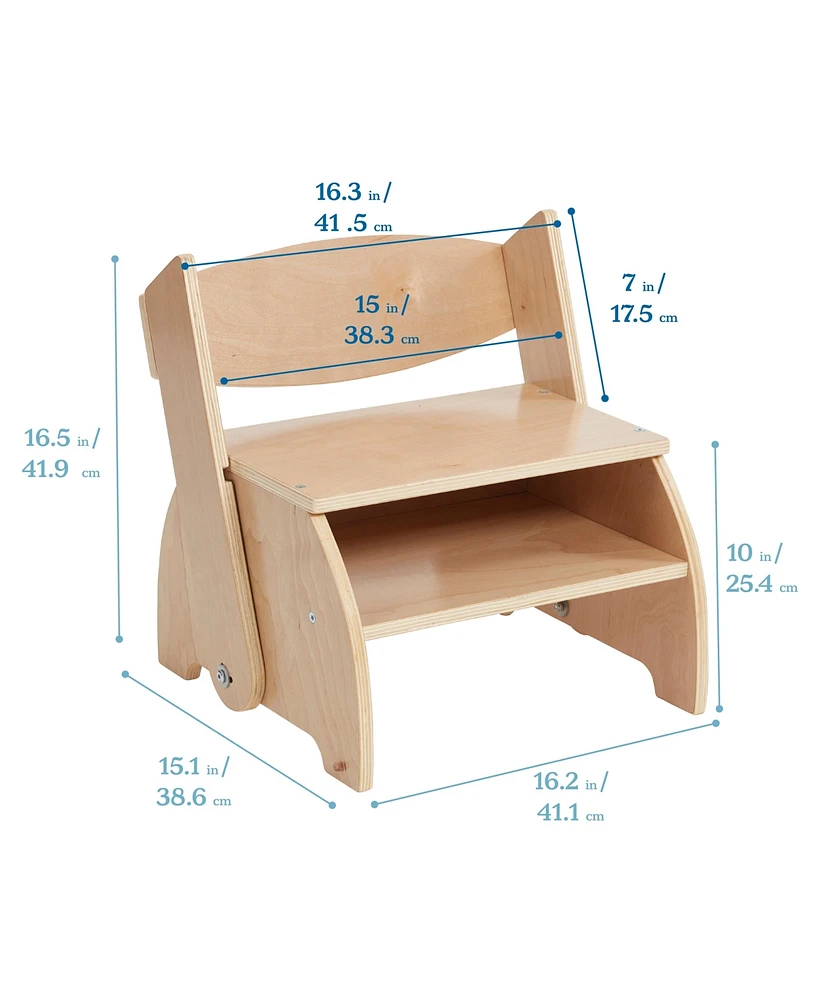 ECR4Kids Flip-Flop Step Stool and Chair, Kids Furniture, Natural