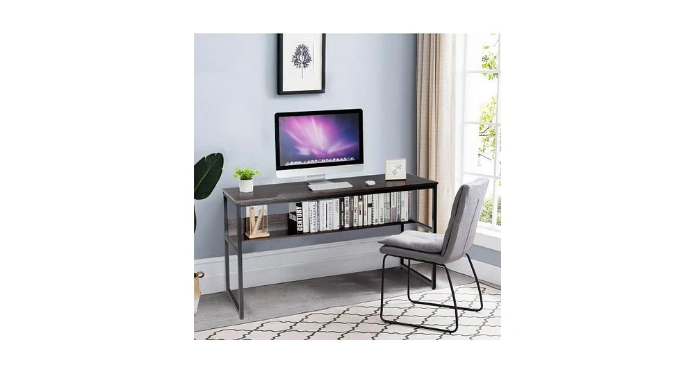 55-Inch Computer Desk Writing Table Workstation Home Office with Bookshelf