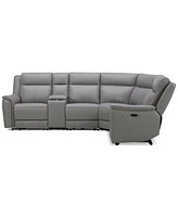 Addyson 117" 5-Pc. Leather Sectional with 3 Zero Gravity Recliners Power Headrests, Created for Macy's