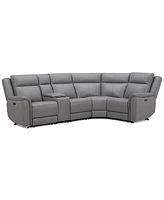 Addyson 117" 5-Pc. Leather Sectional with 2 Zero Gravity Recliners Power Headrests, Created for Macy's