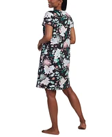 Miss Elaine Women's Short-Sleeve Floral Snap Robe