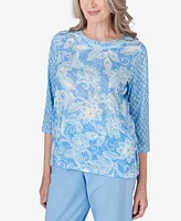 Alfred Dunner Petite Hyannisport Crew Neck Floral Top