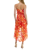 Bcx Juniors' Double Ruffle Texture Chiffon Print High Low Dress