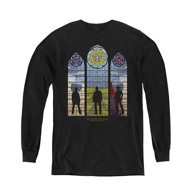 Supernatural Boys Youth Stained Glass Long Sleeve Sweatshirt