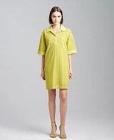 Natori Women's Cotton Eyelet-Design Mini Shirtdress