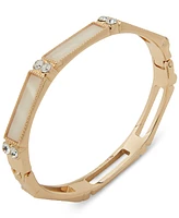 Anne Klein Gold-Tone Pave & Mother-of-Pearl Bangle Bracelet