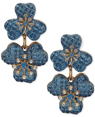 Anne Klein Gold-Tone Color Crystal Flower Double Drop Earrings