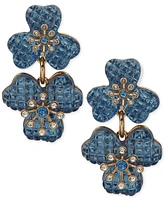 Anne Klein Gold-Tone Color Crystal Flower Double Drop Earrings