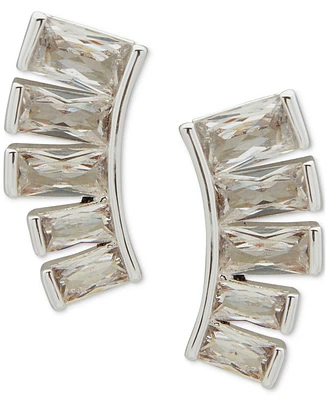 Anne Klein Silver-Tone Baguette Cubic Zirconia Drop Earrings