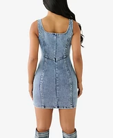 True Religion Women's Terry Zip Front Denim Dress