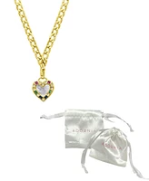 Adornia 14K Gold-Plated Figaro Chain Mother-of-Pearl Heart Necklace