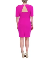 Jessica Howard Women's V-Neck Puff-Sleeve Sheath Dress