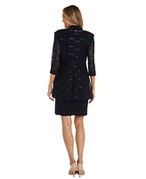 R & M Richards Petite Sequin Mesh Jacket and Sequin-Trim Sleeveless Dress
