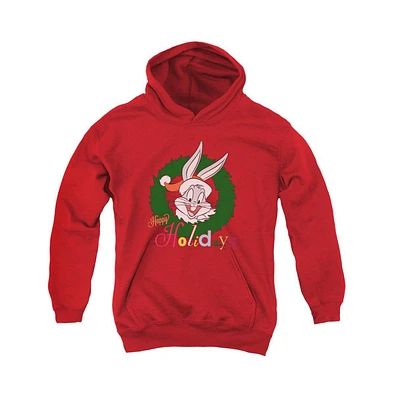 Looney Tunes Boys Youth Holiday Bunny Pull Over Hoodie / Hooded Sweatshirt