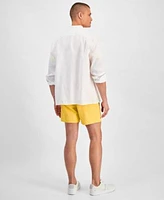 Lacoste Mens Linen Shirt Logo T Shirt Quick Dry Swim Trunks