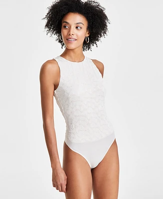 Bar Iii Women's Textured Sleeveless Bodysuit, Created for Macy's