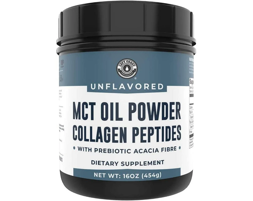 Lcp Left Coast Performance Mct Oil Powder + Keto Collagen Peptides + Acacia Fiber 16oz (Unflavored)