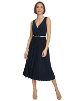 Tommy Hilfiger Women's Pleated Belted Midi Dress