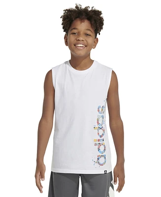 adidas Big Boys Cotton Logo Graphic Sleeveless T-Shirt