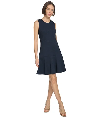 Tommy Hilfiger Women's Button-Shoulder Jacquard Dress