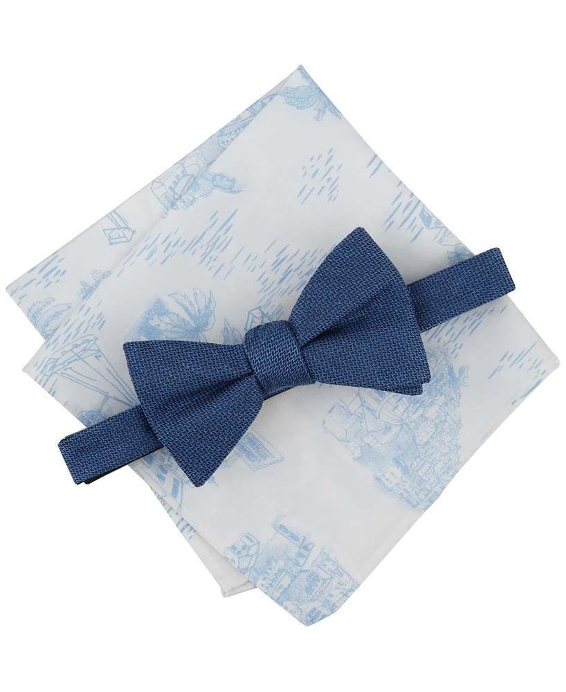 Bar Iii Men's Textured Bow Tie & Seaside Pocket Square Set, Created for Macy's