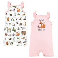 Touched by Nature Baby Girls Organic Cotton Rompers